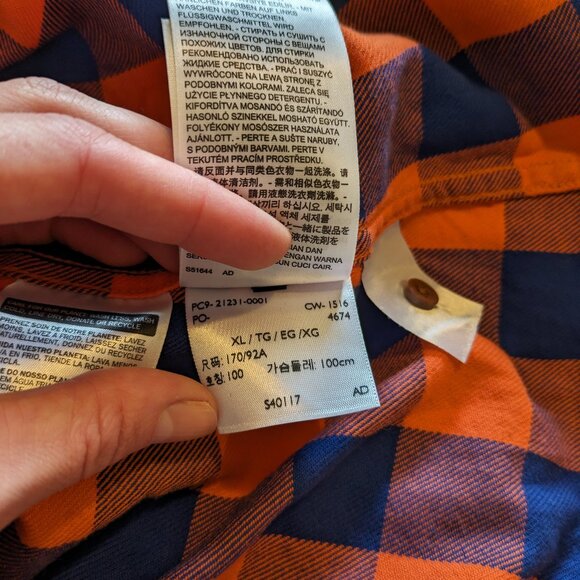 NFL Levi's Denver Broncos Blue & Orange Plaid Flannel kids XL - Picture 8 of 8